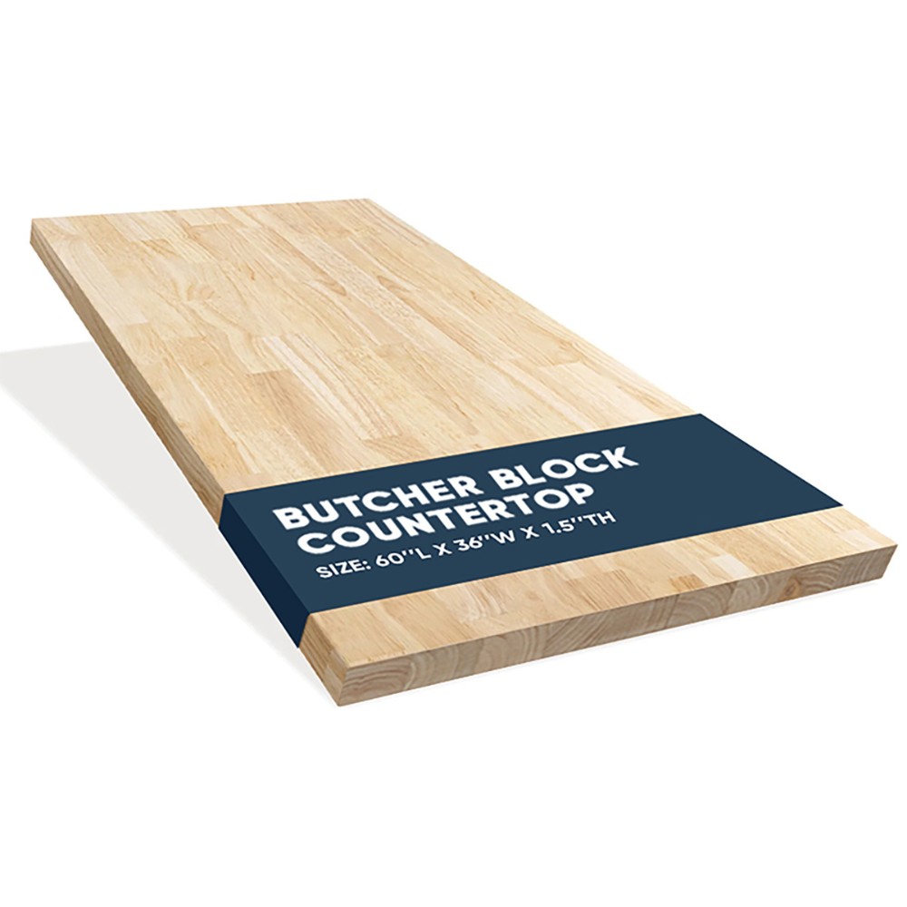 60_L x 36_W x 1.5_TH Hevea Solid Wood Butcher Block Countertop, Butcher Block Table Top for DIY Kitchen Countertop