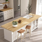 60_L x 36_W x 1.5_TH Hevea Solid Wood Butcher Block Countertop, Butcher Block Table Top for DIY Kitchen Countertop