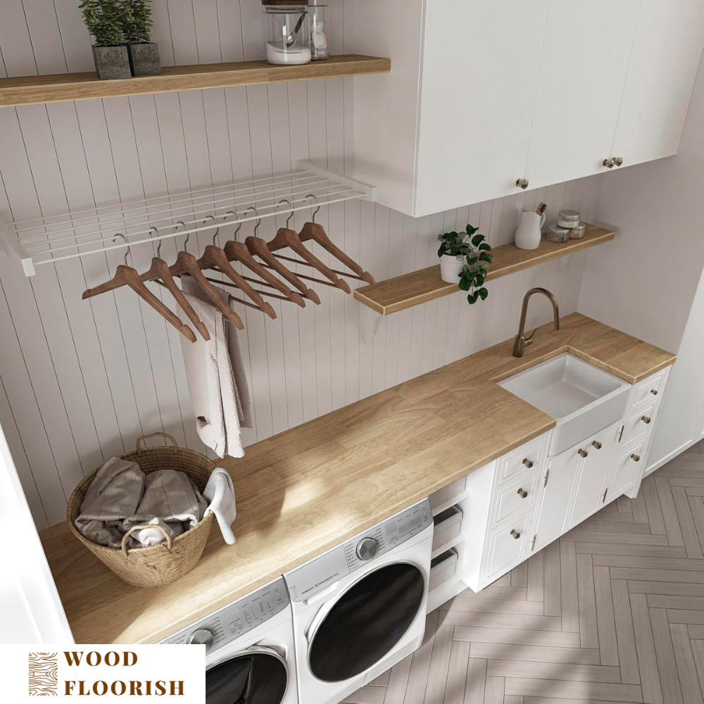 WoodFloorish Hevea Solid Wood Butcher Block Countertop, Unfinished Butcher Block Table Top for DIY Washer Dryer/Island/Kitchen Countertop, 36" L x 25" W x 1.5" Th - Image 6