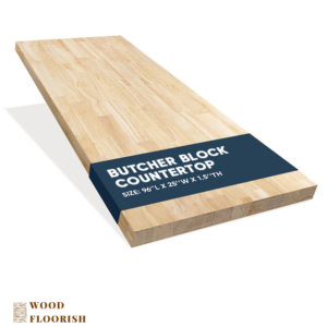 WoodFloorish Hevea Solid Wood Butcher Block Countertop, Unfinished Butcher Block Table Top for DIY Washer Dryer/Island/Kitchen Countertop, 96" L x 25" W x 1.5" Th